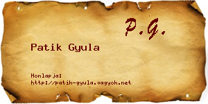 Patik Gyula névjegykártya